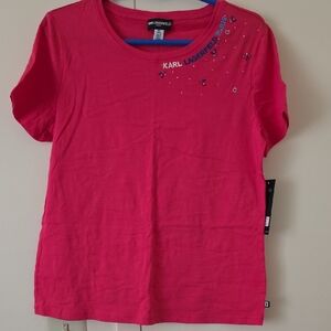 Karl Lagerfeld Kids Fuchsia Tee with Blue Accents